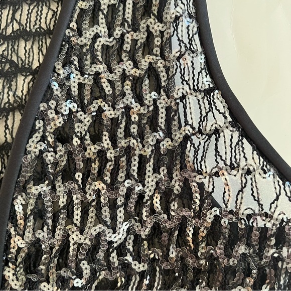 JEANNENE BOOHER Dead-stock Vintage Black Silk Georgette Dress with Sequin Vest - Picture 10 of 16